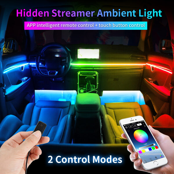 Hidden LED Streamer 18-in-1 Dynamic Car Ambient Light, RGB Phantom Color 256-Color Automotive Ambient Light - Image 4