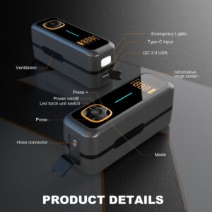 Digital Display Car Air Pump, High-Temperature Resistant, Compact, Mini, Portable, Wireless Tire Inflator