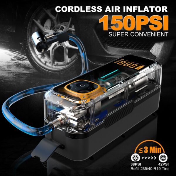 Digital Display Car Air Pump, High-Temperature Resistant, Compact, Mini, Portable, Wireless Tire Inflator - Image 2